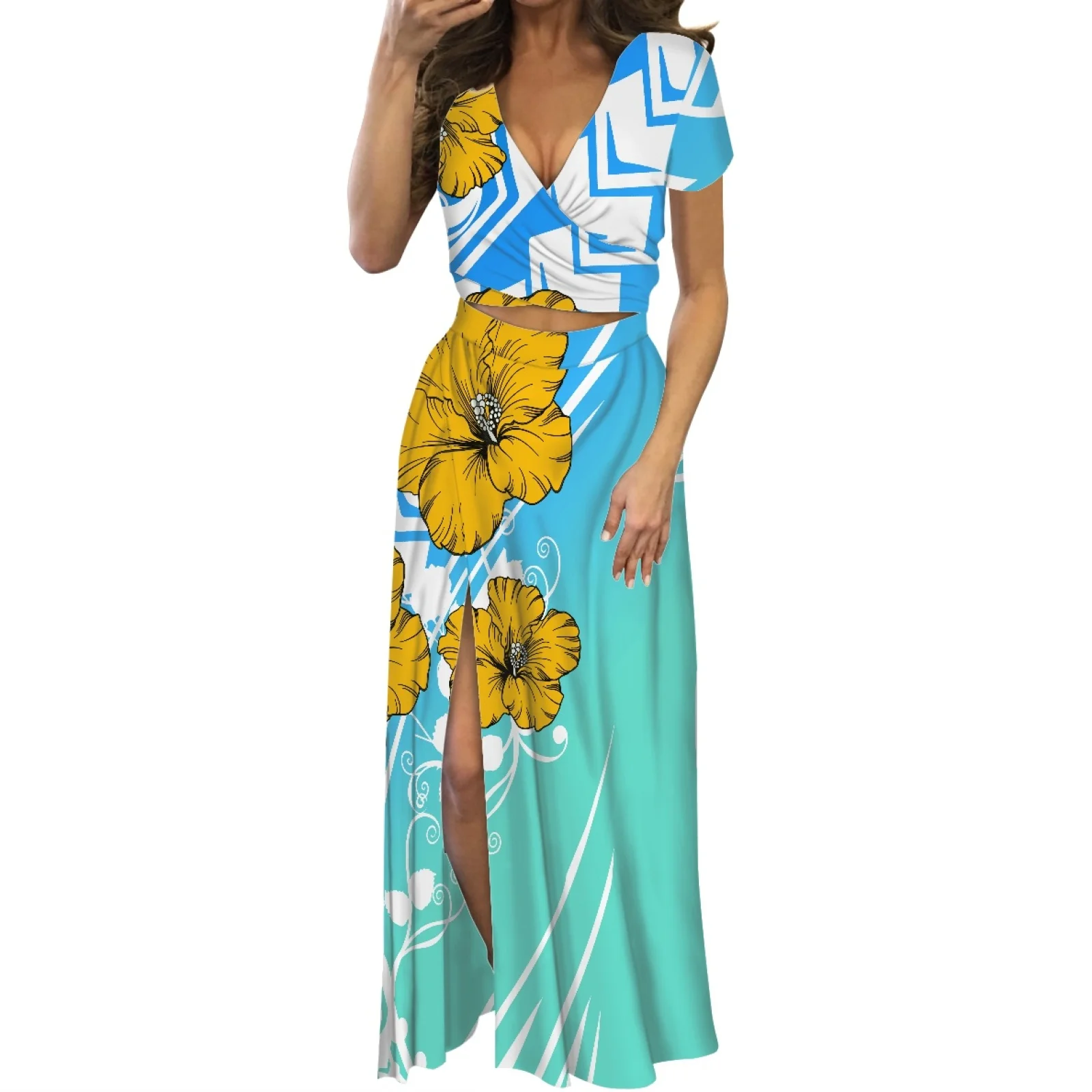 

Традиционная Женская пикантная одежда оптом, с принтом гибискуса в гавайском стиле, оптом