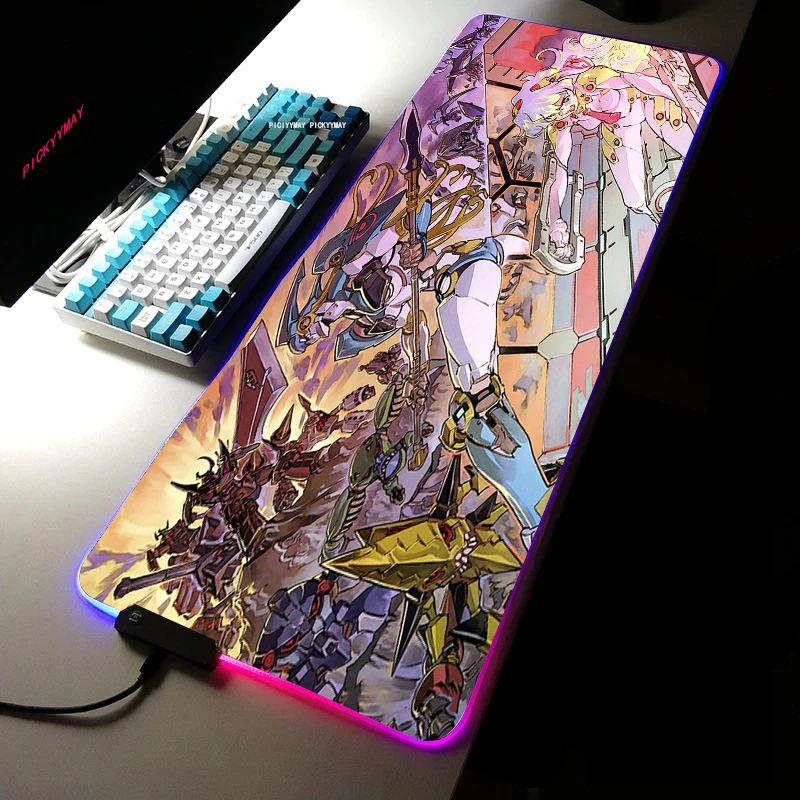 

Tengen Toppa Gurren-Lagann RGB Gaming Mouse Pad Large Home Mousepad Gamer Office Natural Rubber XXL Mouse Mat LED Light Mats LOL