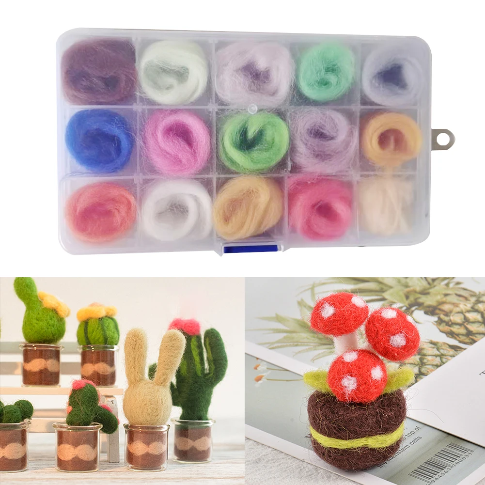 

10/15/24/36 Colors Felting Wool Kit Fibre Felt Fabric Felt Craft Toys Wool Handmade DIY Felting Craft Handcraft Accessories