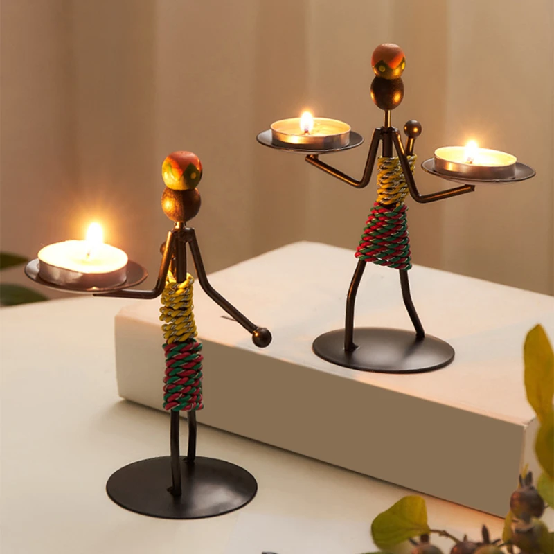 

Home Decoration Accessories Creative Candle Holder Iron Kitchen Restaurant Romantic Candlestick Christmas Halloween Bar Party