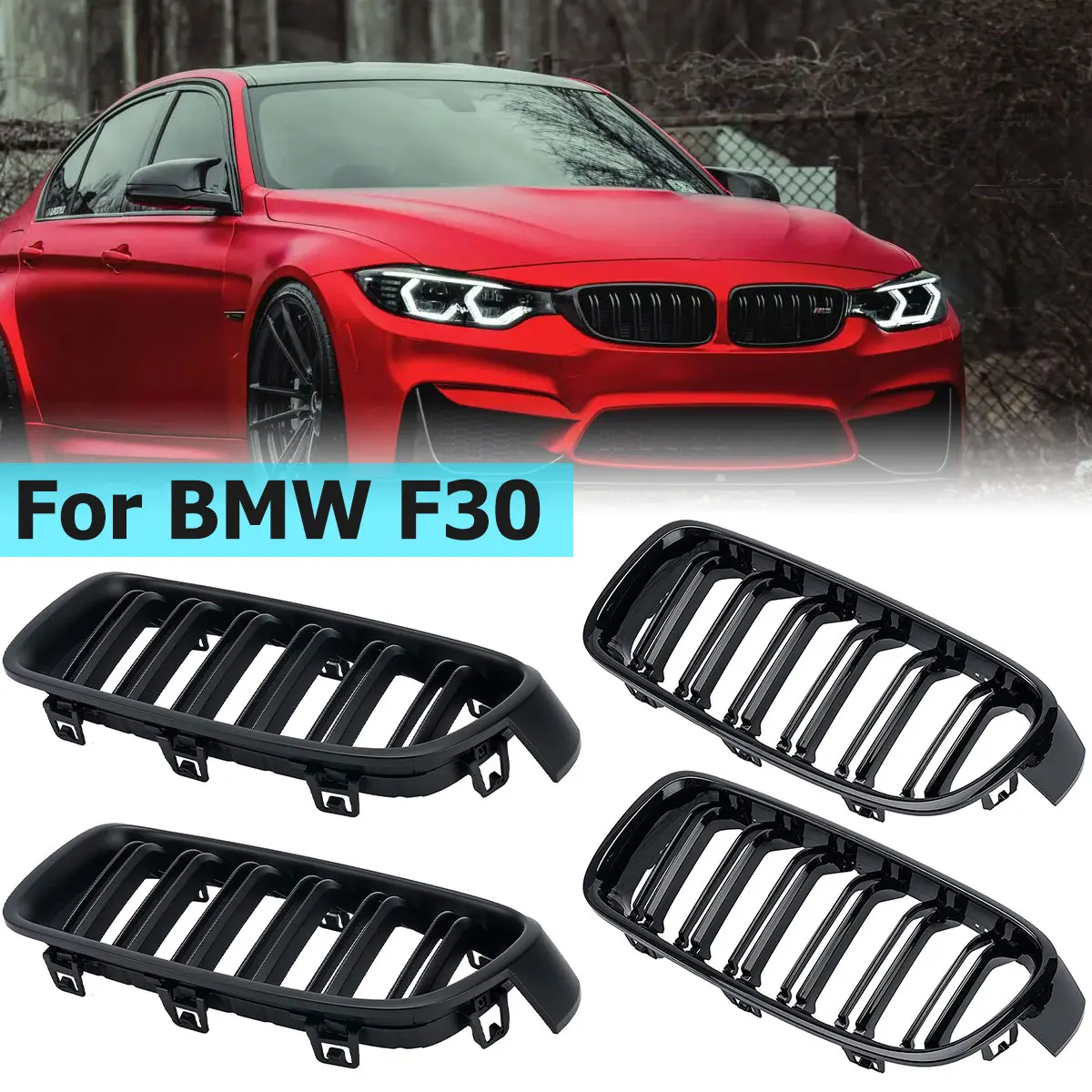 

New 1 Pair Front Grille Insert Trims for BMW 3 Series F30 F31 320i, 320i xDrive, 328i, 328i xDrive, 330e 2013~2019 Grille Insert