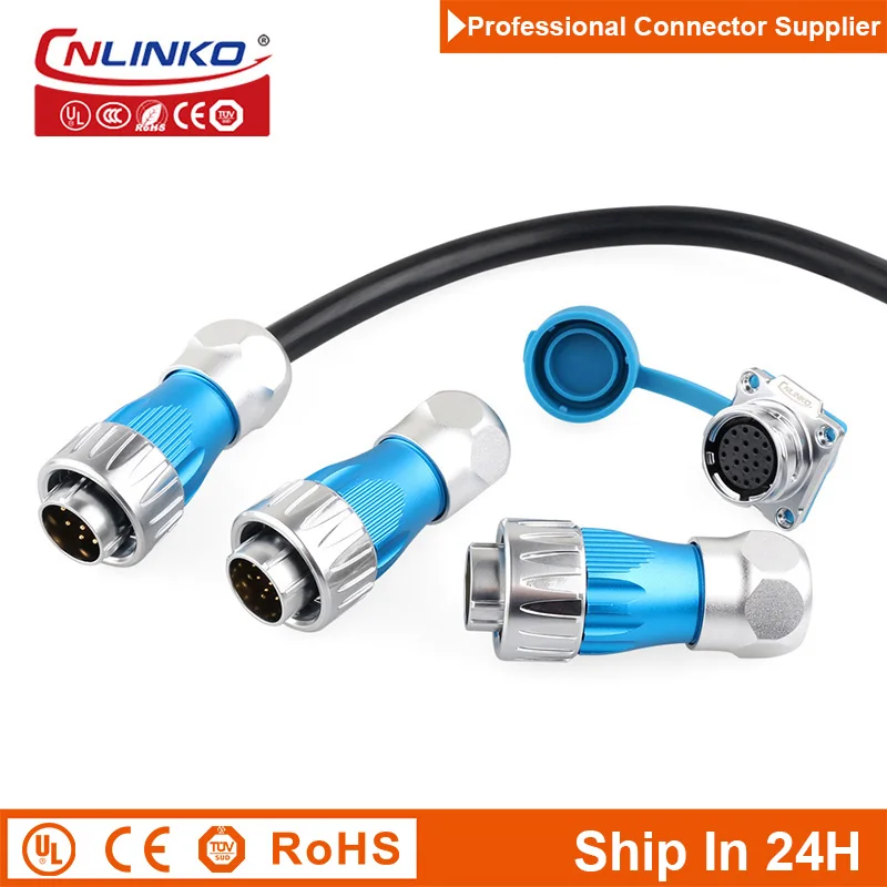 

Cnlinko DH24 19pin M24 Cable Power Signal Plug Socket Wire Joint Connector for Renewable Energy Automation Robot Boat Industry
