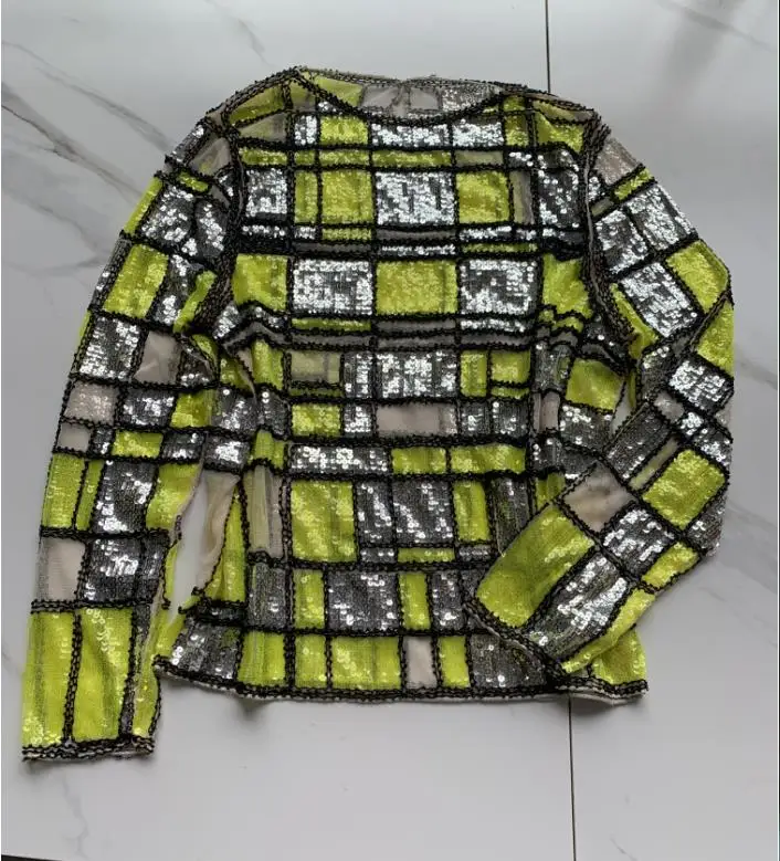 Блестящие блестящие женские футболки с пайетками сексуальные вырезанные