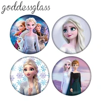 disney frozen elsa anna princesses olaf 10pcs 12mm18mm20mm25mm round photo glass cabochon flat back necklace making findings