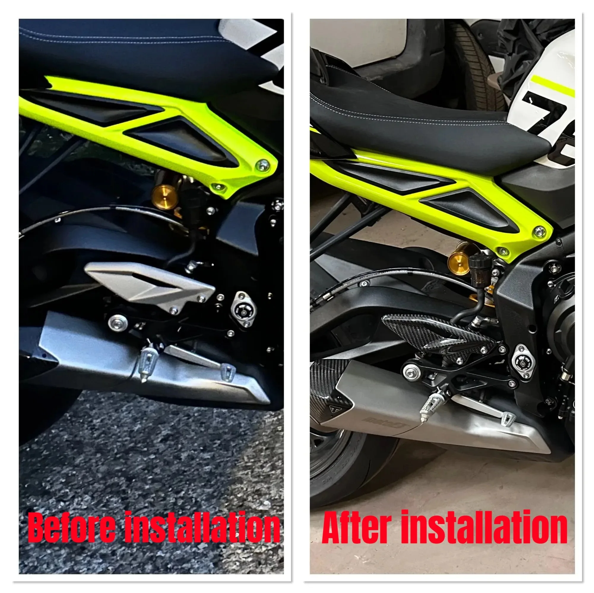 Фото Для Triumph Street Triple 660 765 R RS 2016-2021 2022 2023 2024: Карбоновые аксессуары для мотоциклов, защитные накладки на заднюю часть сиденья, подножки №3