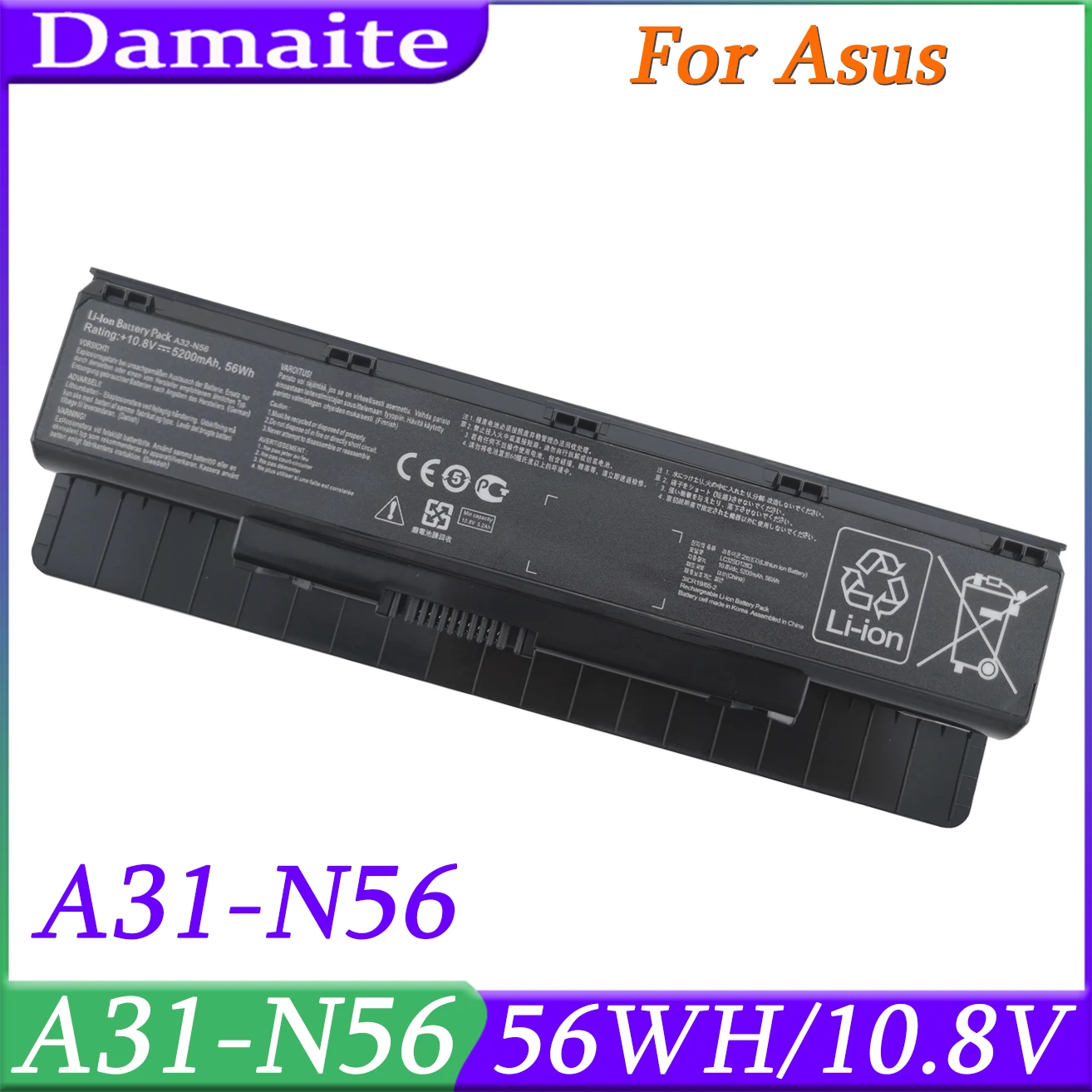 A31-N56 A32-N56 A33-N56 Аккумулятор для Asus N56 N56D N56DY N56J N56JK N56JR N56V N56VB N56VZ N56JN N56VM N56VV