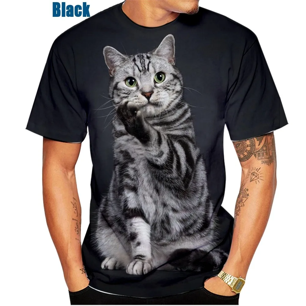 

2023 Men's 3D Printed Short Sleeved T-shirt, Fun Oversized Cat Printed Shirt, Casual Men's and Women's Clothing