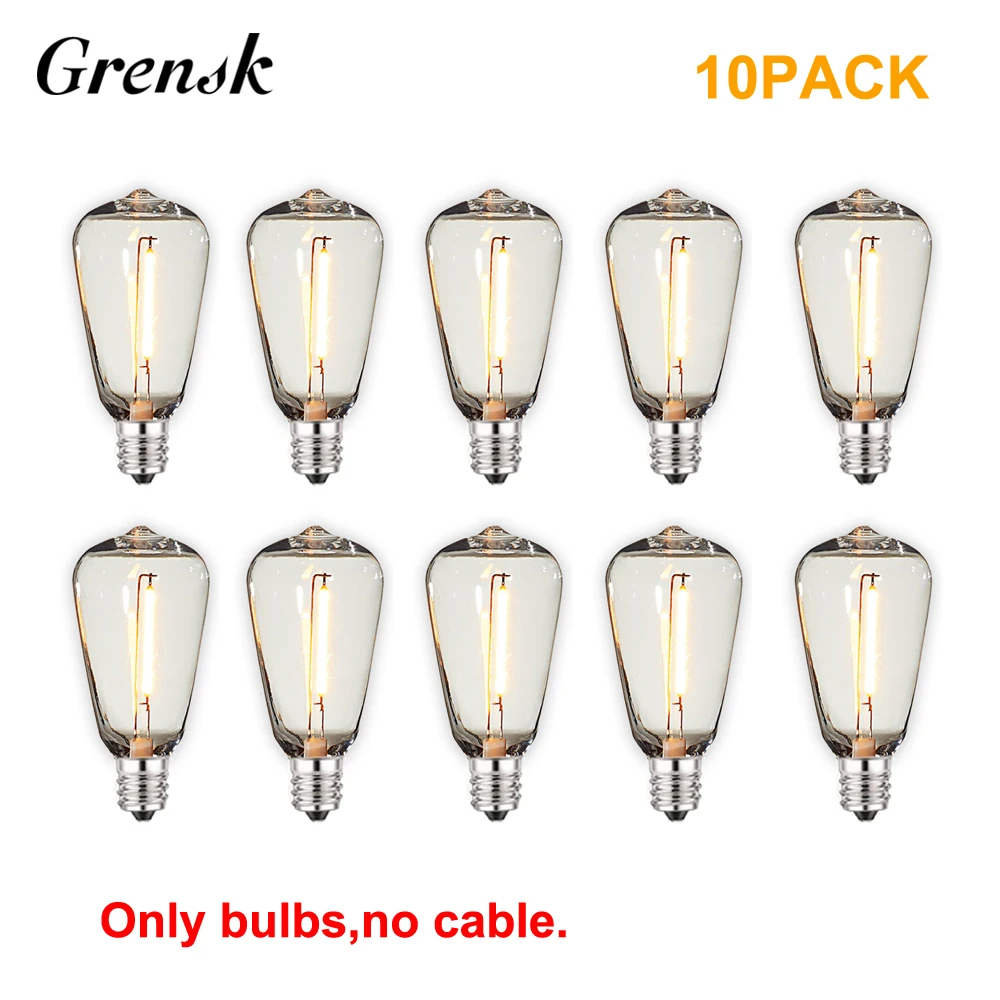 

Светодиодные лампочки Grensk ST38 теплый белый 1 Вт, 10 шт.