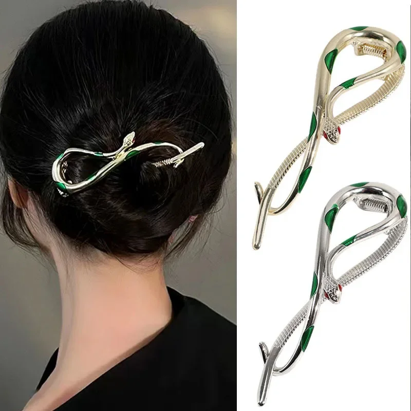 

New Elegant Snake Shape Hair Claw Clip for Women Hair Bun Hairpin Headwear Metal Barrettes Banana Twist Clips Jewelry