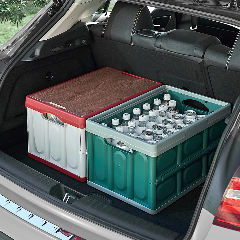 

Car trunk storage box multifunctional storage box car wooden cover camping camping outdoor folding box