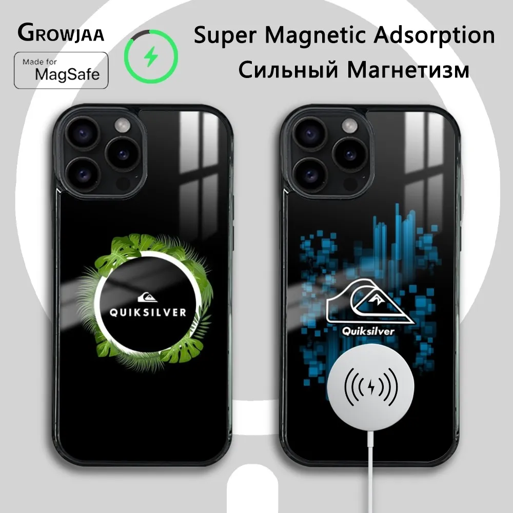 Q-quik-silvers Designer Phone Case For iPhone 16 15 14 13 12 11 Pro Max Plus Mini Magsafe Mirror Wireless Magnetic Cover