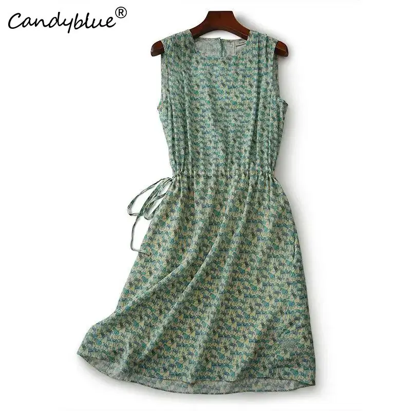 

Женские летние повседневные модные платья, новинка 2023, Сказочная юбка-жилет средней и длины на шнуровке, шифоновое платье с французским штампом и круглым вырезом