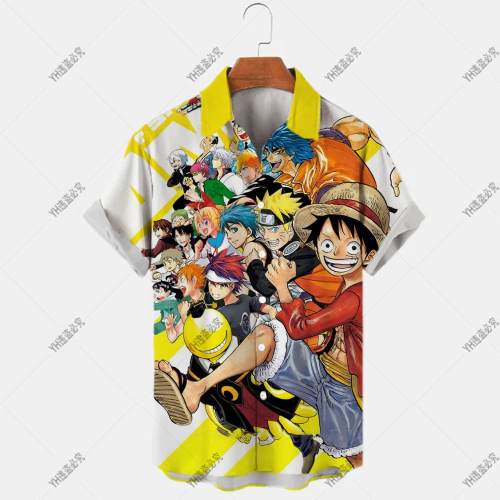2022 Summer One Piece 3D Print Hawaiian Men's Shirt 5xl Luffy Short Sleeve Character Top Men's Breathable Loose Shirt Men's images - 6