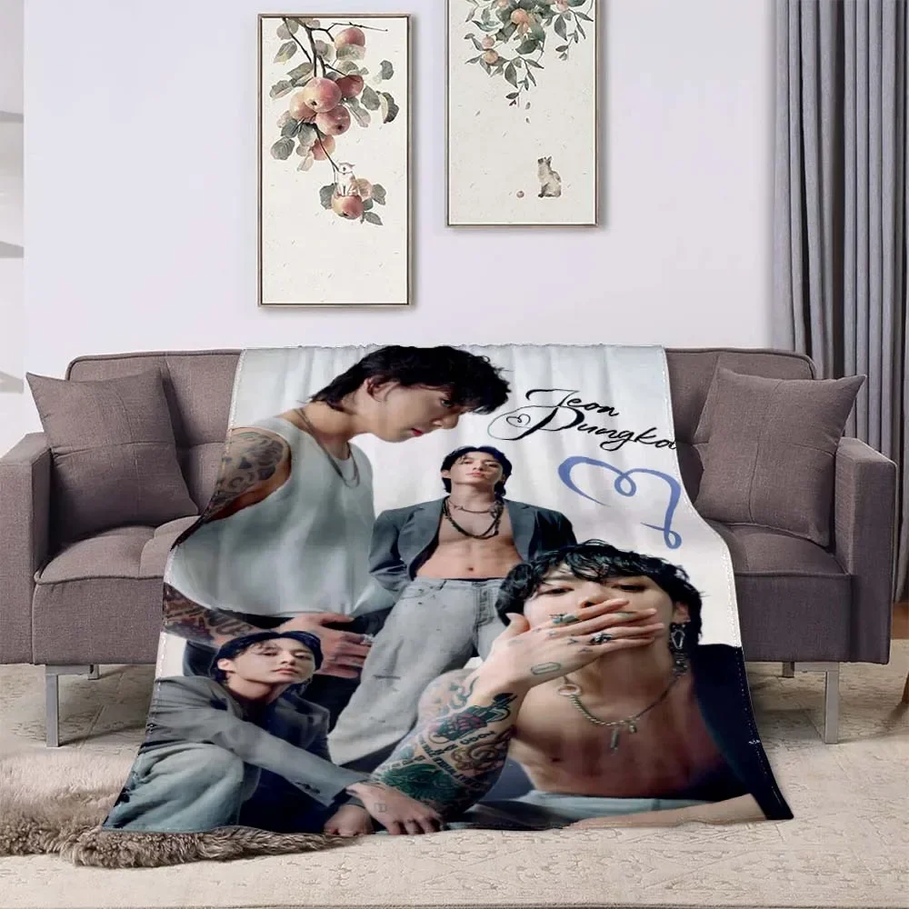 Мягкое Шерстяное Флисовое Одеяло С 3D Принтом Jeon Jung Kook Для Обеда - Удобное Офиса И