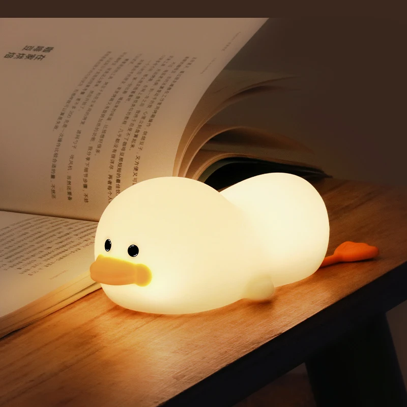 

LED Duck Night Light, Cute Animal Silicone Nursery Night Light Rechargeable Table Lamp Bedside Lamp with Touch Sensor