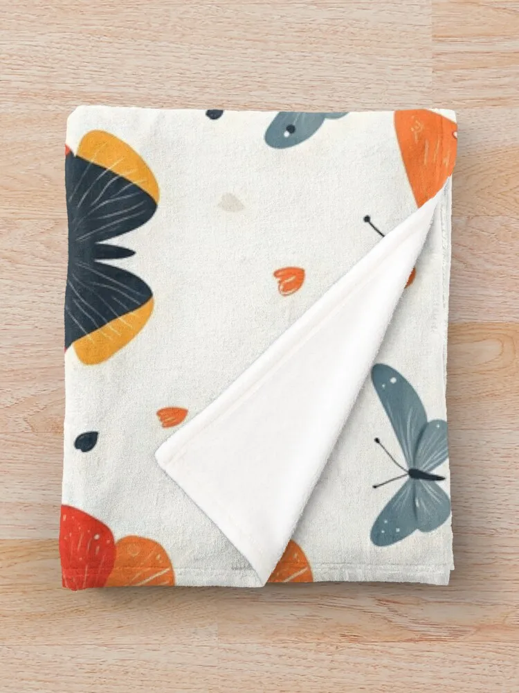 Whimsical Butterflies With Flowers And Hearts Garden |Colorful Design illustrati Throw Blanket