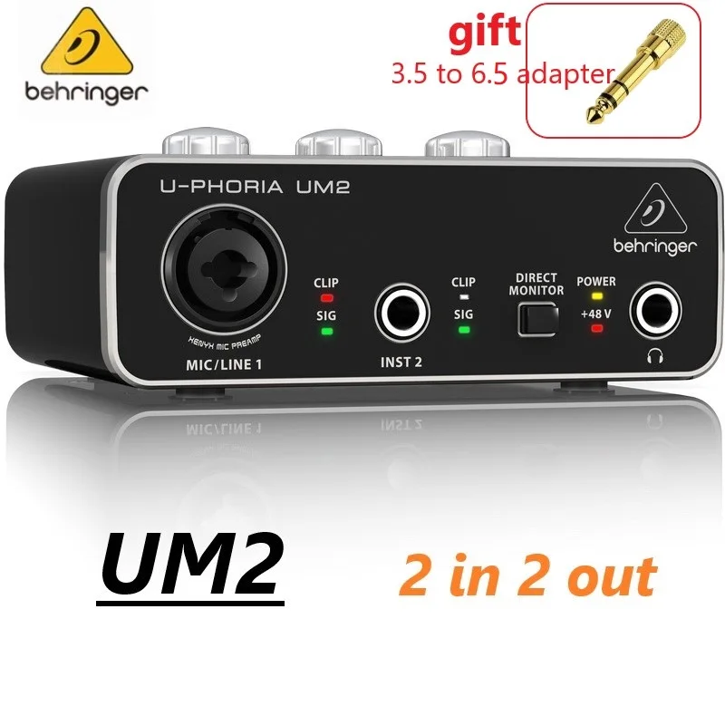 Внешняя USB звуковая карта BEHRINGER UM2 для записи гитары специальный звуковой