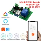Tuya Smart Wi-Fi переключатель реле модуль таймер AC  DC 7 В  12 В  24 В  32 В  220 В беспроводной пульт дистанционного управления Jog  самоблокирующийся Alexa Google home Smart Life
