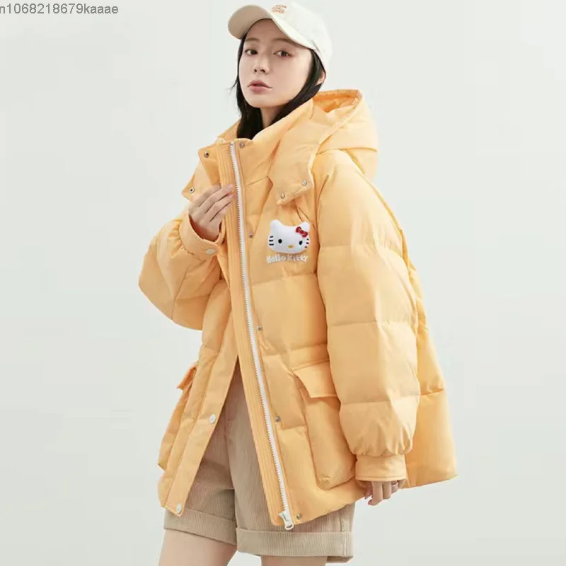 Sanrio Hello Kitty толстое теплое пальто с капюшоном для женщин зимнее свободное