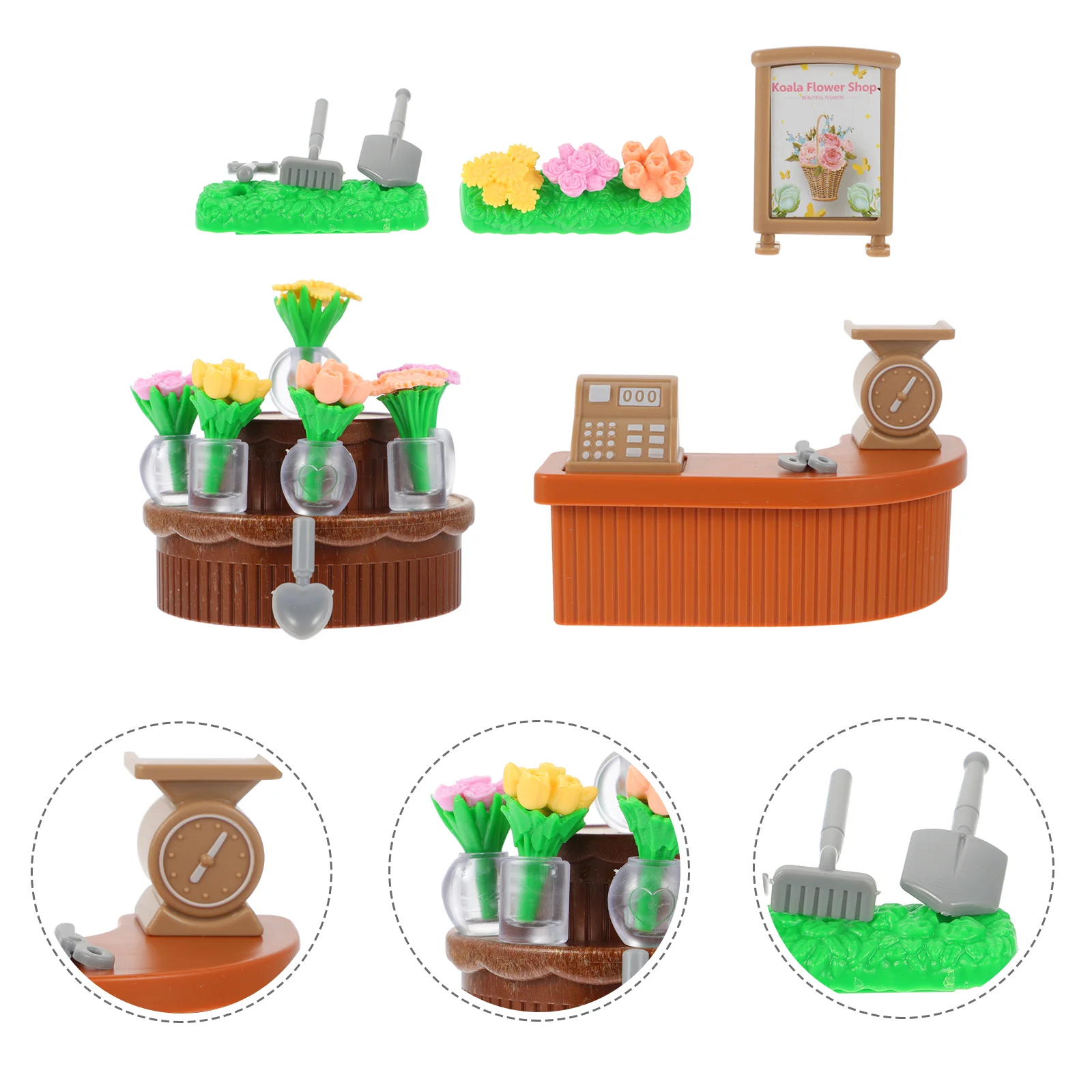 

38pcs Mini Flower Shop Kids Interesting Funny Mini Flower Store Simulation Flower Photo Props Mini House Decoration