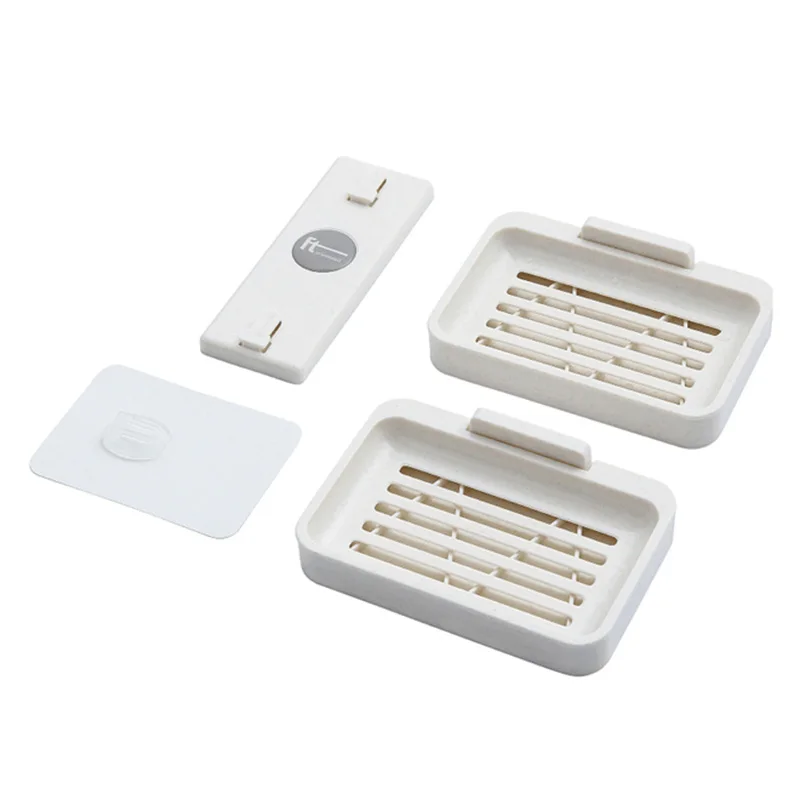 

LJL-Double Layer Soap Box Bathroom Accessories Soap Dish Sucker Storage Basket Soap Box Vertical Cup Soap Holder