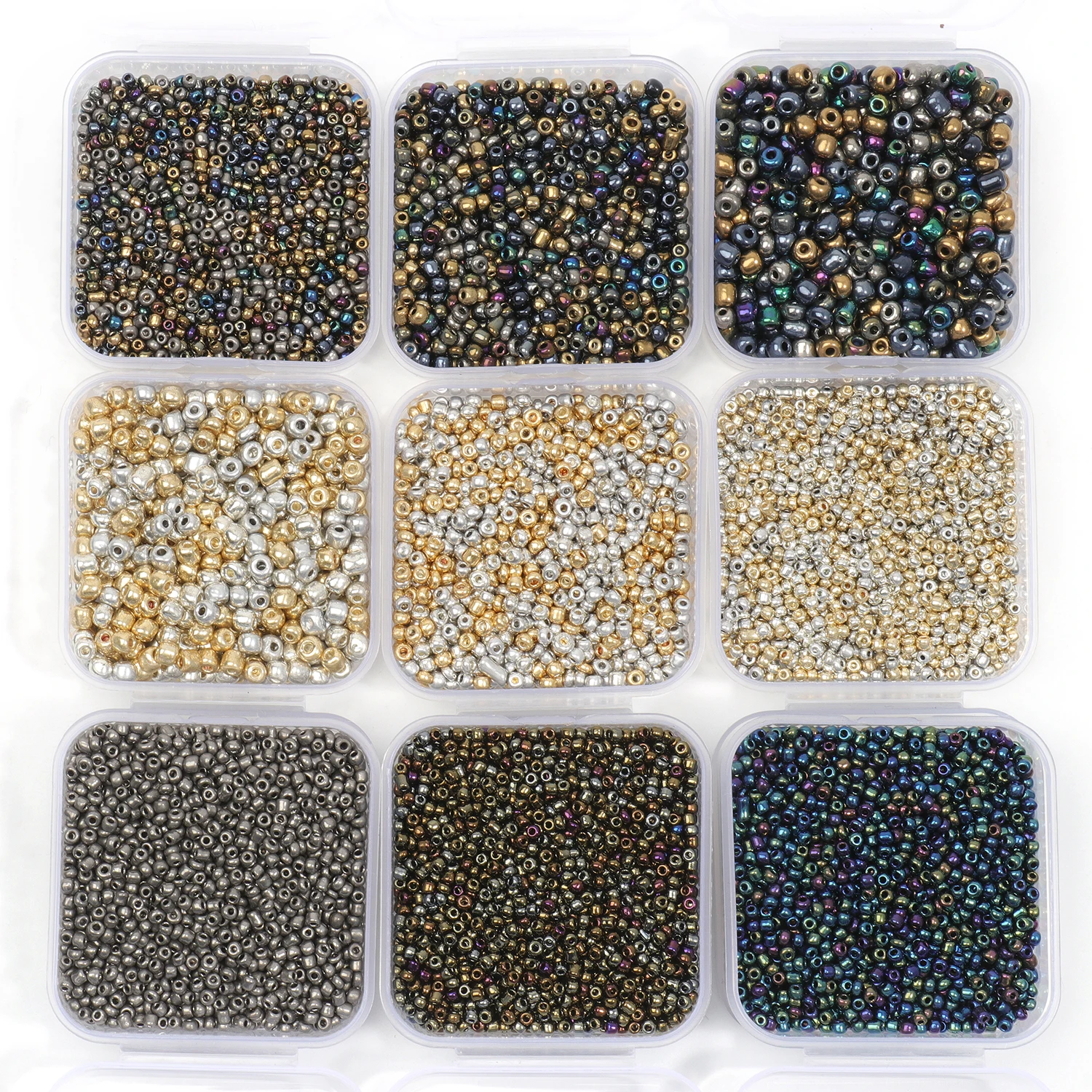 Стеклянные бусины с покрытием в коробке 2 мм 3 4