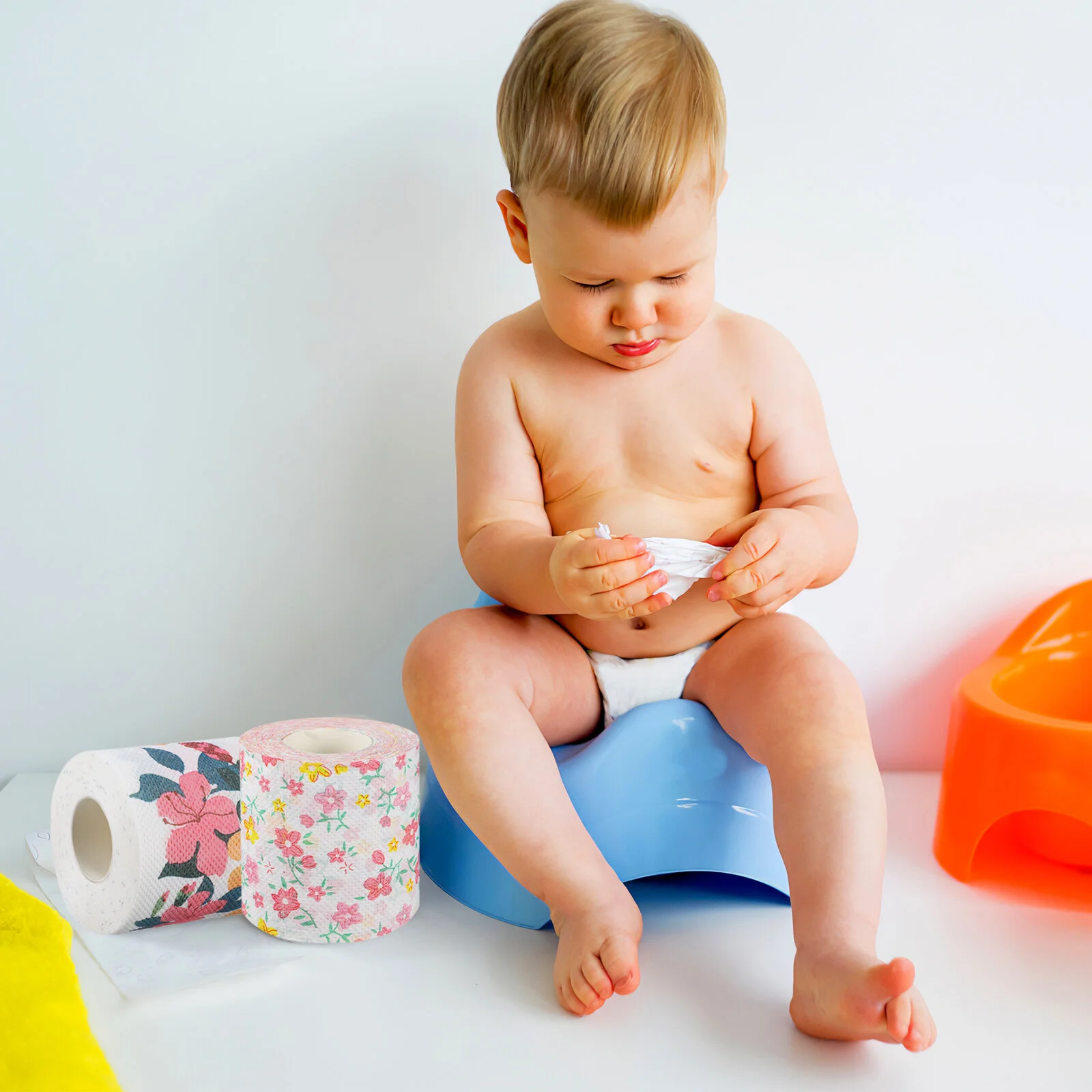 

2 Rolls of Floral Printed Toilet Papers Flower Pattern Toilet Tissues Decorative Napkins for Home Office Travel