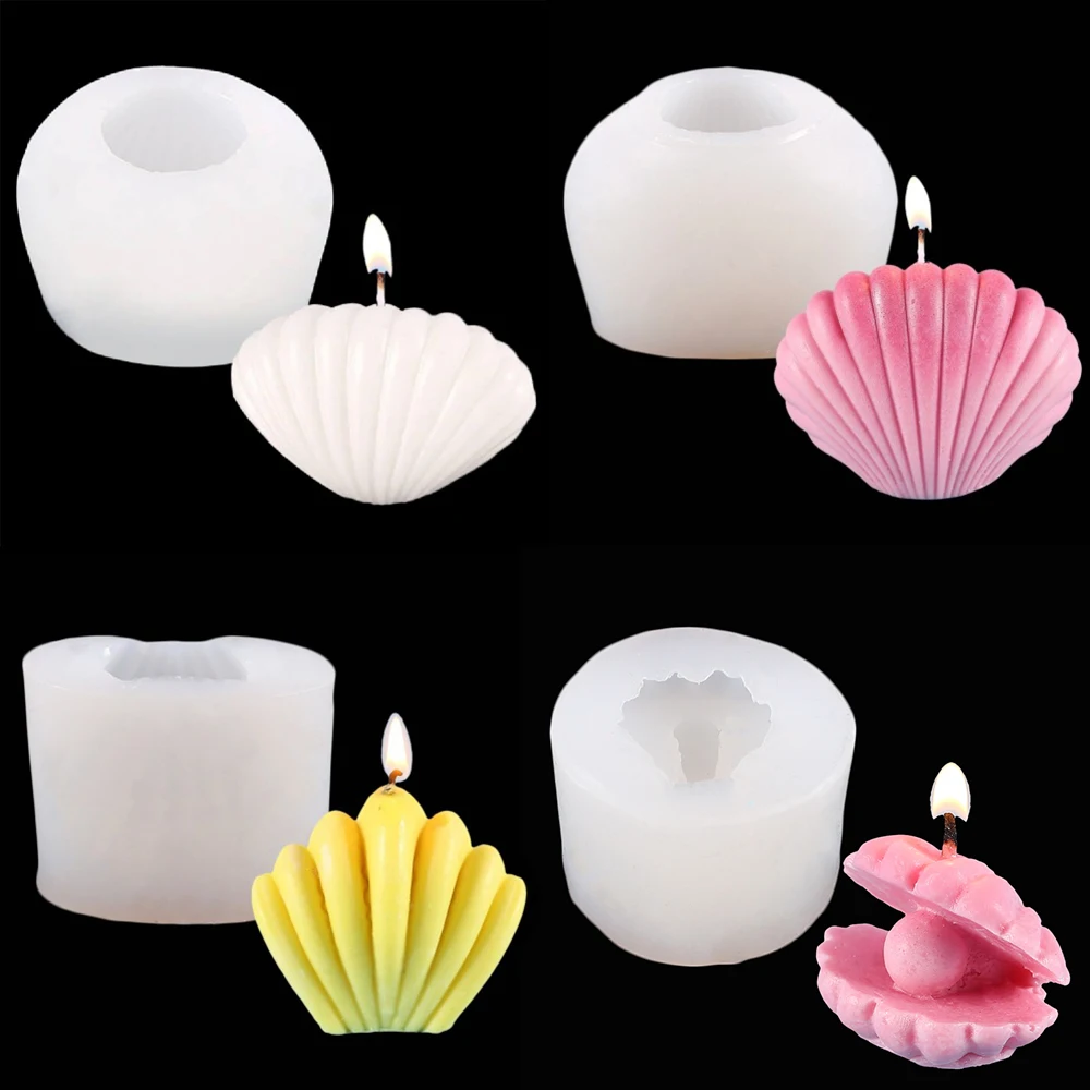 

3D Shell Shape Candle Mould Handmade Making Seashell Aromatherapy Plaster Molds Scented Candle Mold Silicone Scallop Soap Mold