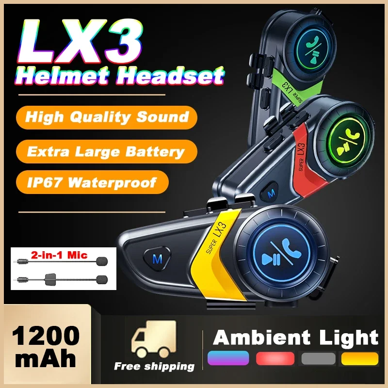 Беспроводные наушники для мотоциклетного шлема LX3 Bluetooth 5 0