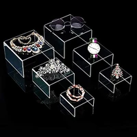 2 sets acrylic display risers jewelry display shelf showcase fixtures for dessert cupcake candy treat action figure display