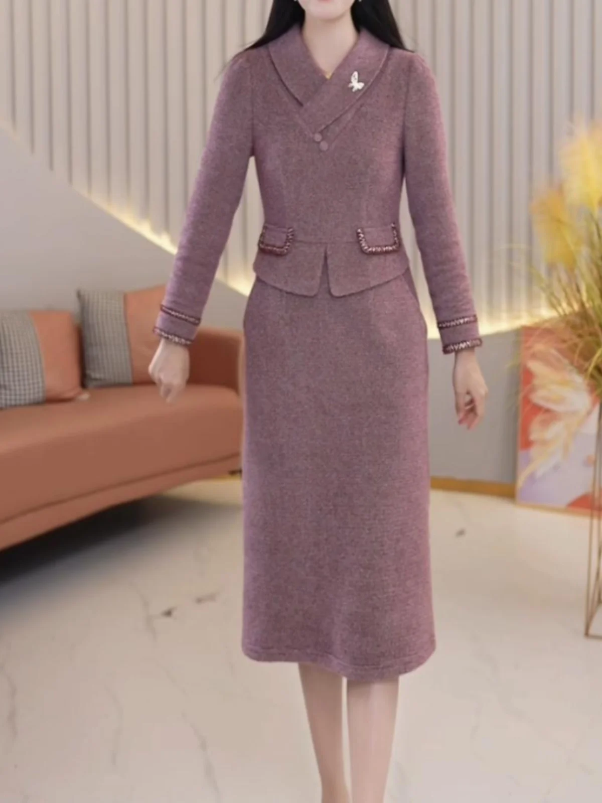 Достойное элегантное утепленное платье для женщин осень 2023 новое женское