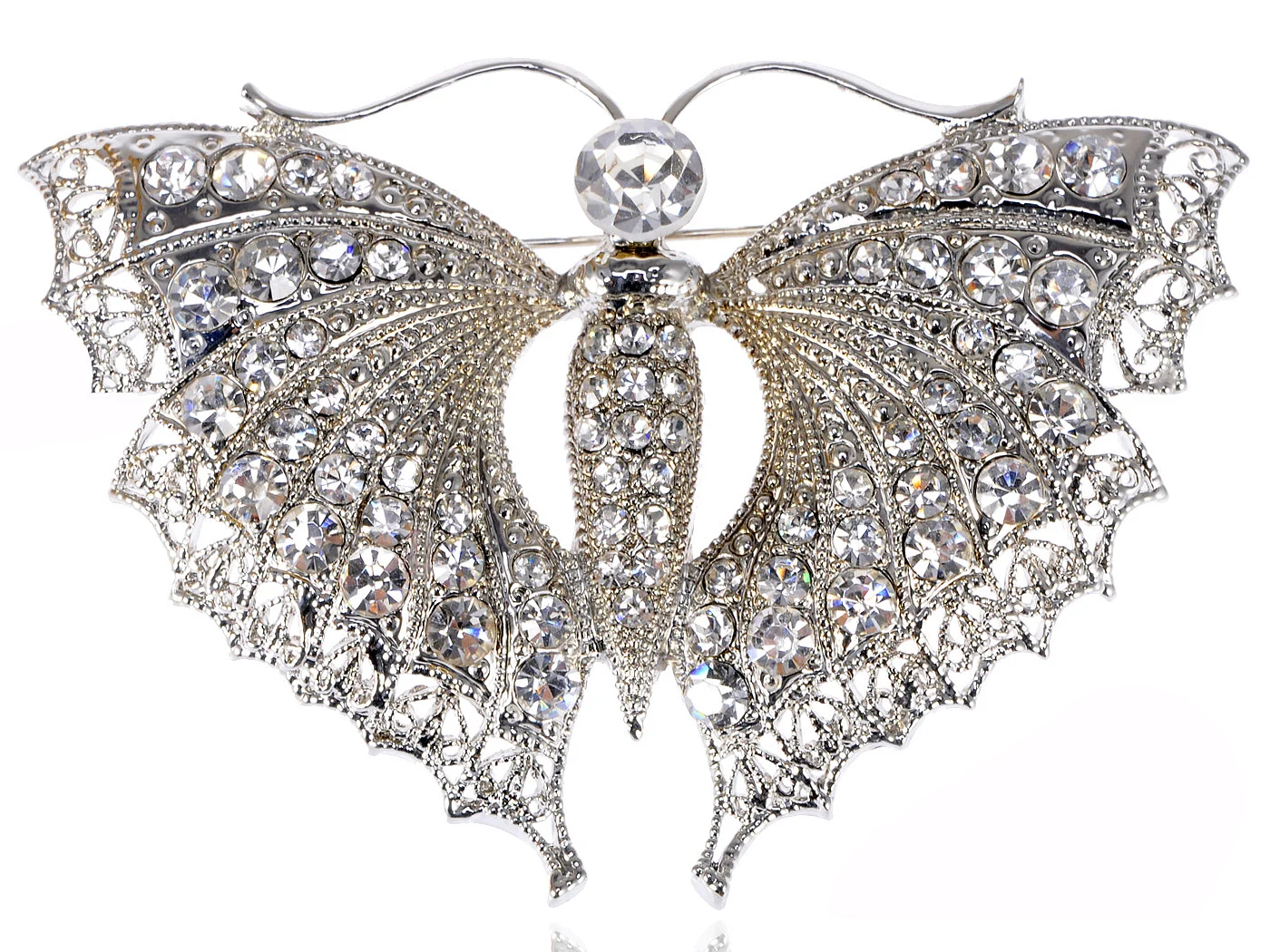 

Womens Vintage Silver Toned Elegant Butterfly Moth Insect Convertible to Pendant Brooch Pin