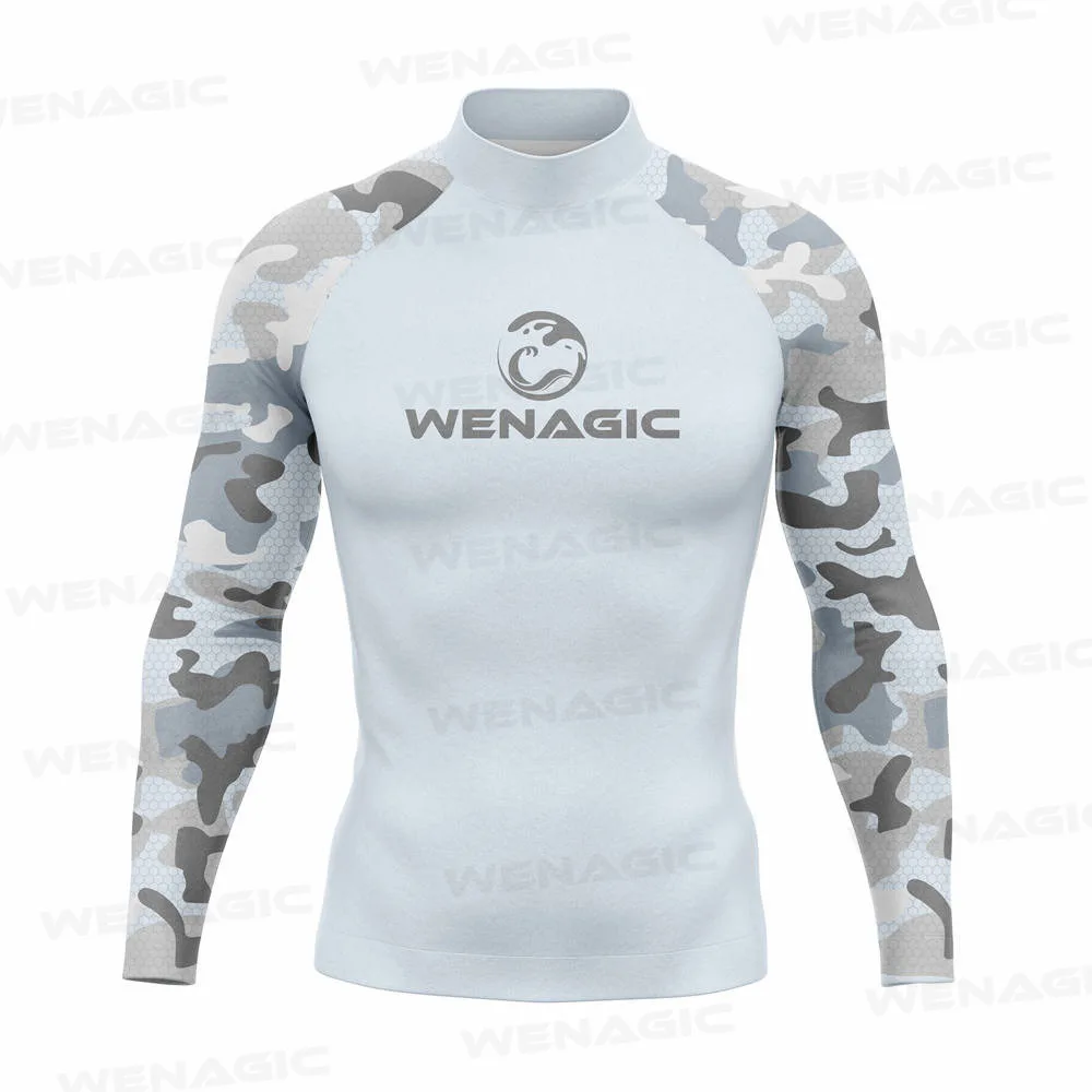 

Men UV Protect Swimwear Camouflage Long Sleeve Swimsuit Rashguard Surfing Tights Rash Guard Surf Shirt Quick Dry Swim Clothes50+