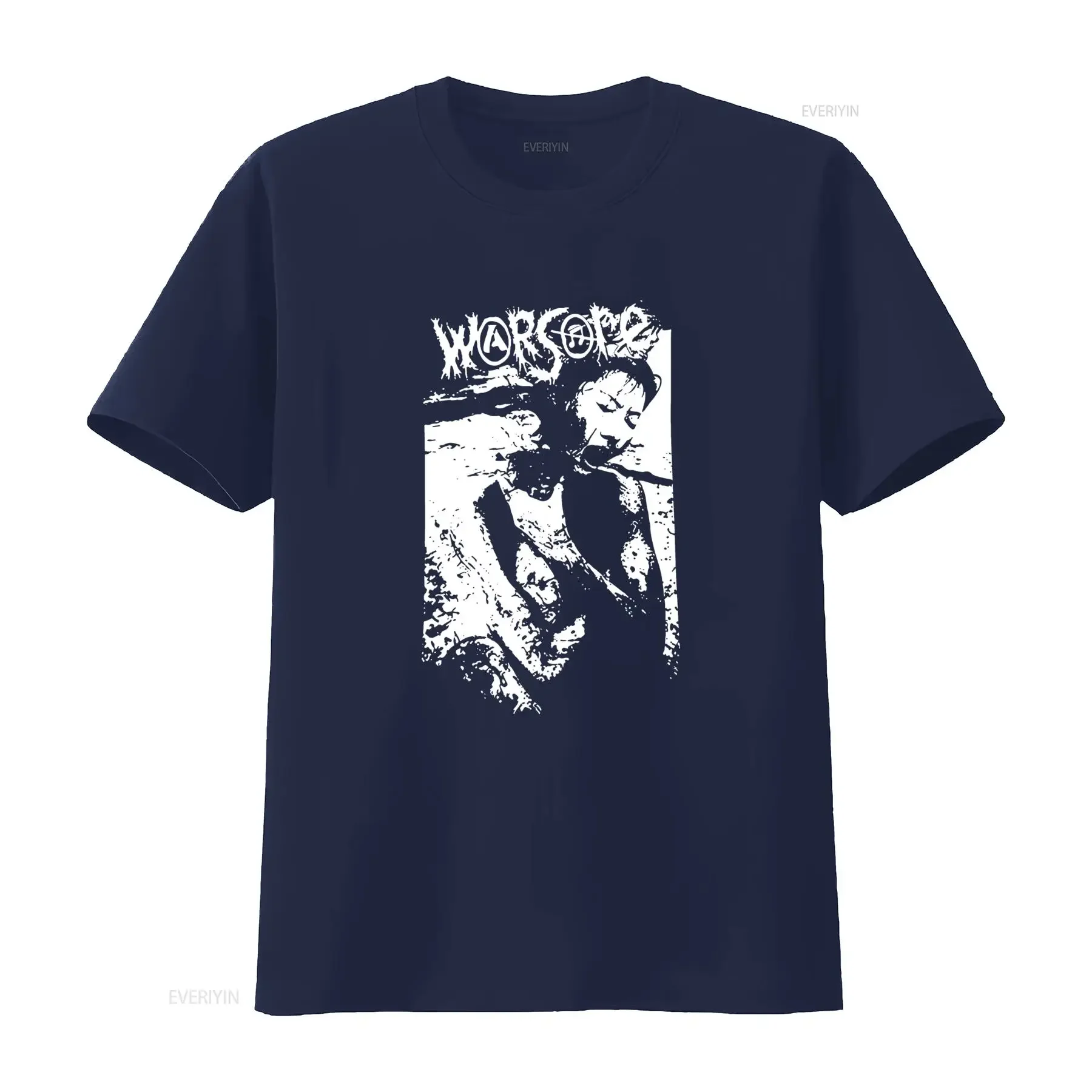 Фото Футболка Warsore Grindcore с ярким дизайном, винтажная, с эффектом потертости, унисекс, дизайнерская одежда, универсальная, повседневная, с графическим принтом, мягкая, слегка приталенная. №4