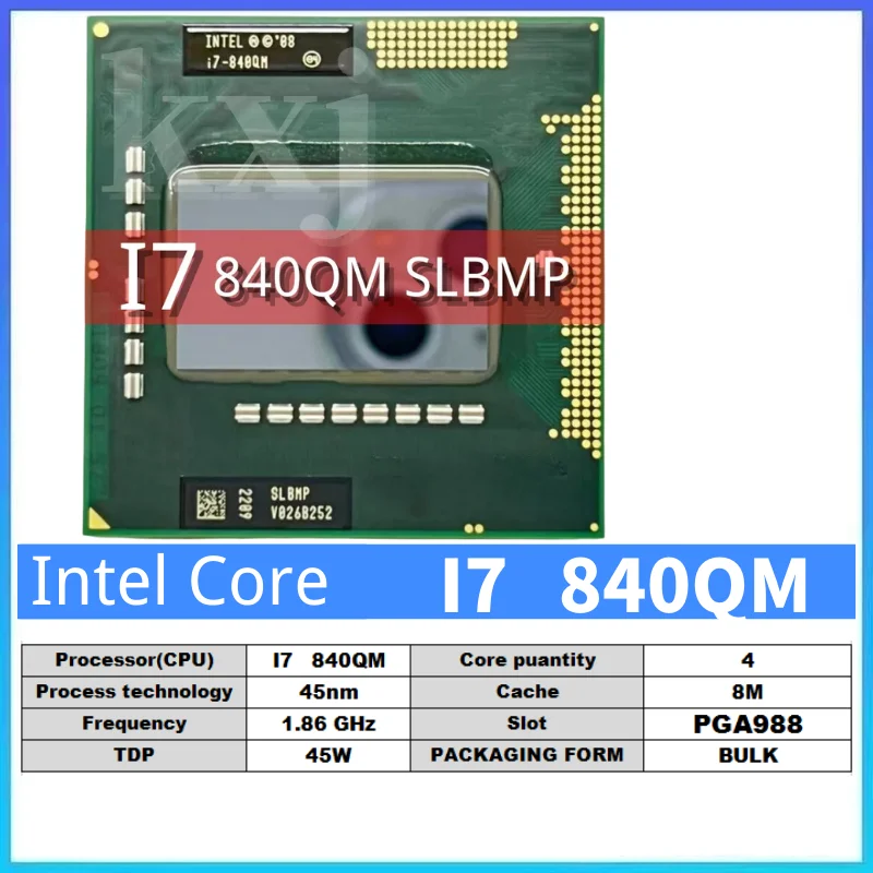 

Original lntel Core i7 840QM 1.73GHz i7-840QM Quad-Core i7 840Q PGA988 SLBLX Mobile CPU Laptop processor free shipping