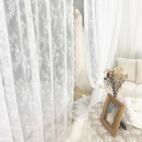 romantic white lace sheer curtains window door living room transparent tulle curtain home decor custom size