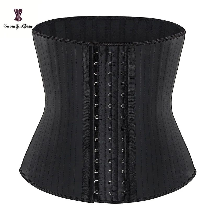 Black Sweat Sauna Slimming Belt Fajas Sashes Workout Girdle Latex Hook Corset Bustier 29 Steel Bones Waist Trainer Shapers