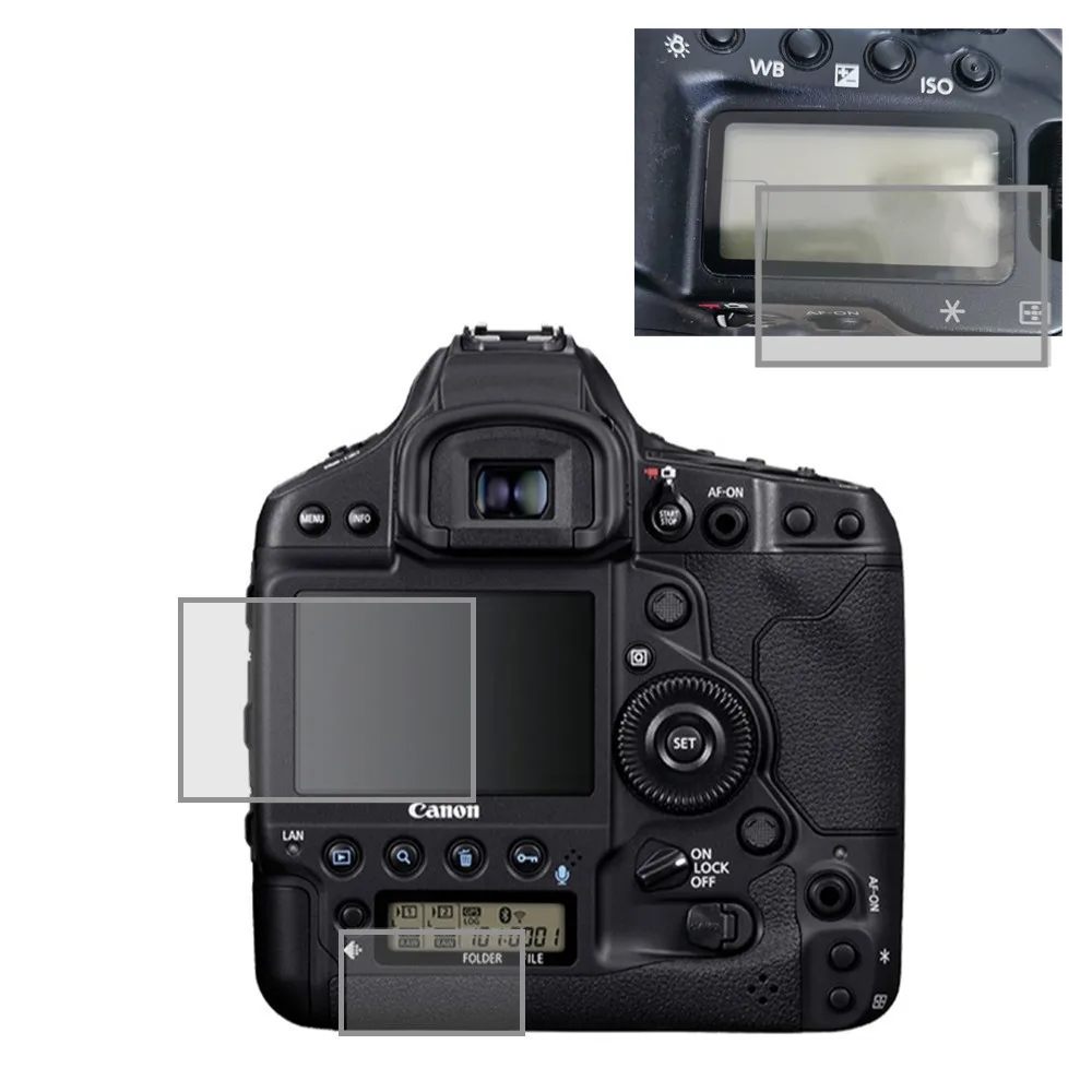 Самоклеящееся закаленное стекло для Canon 1DX / 1DX2 / 1DX3 Mark II III, основной ЖК-дисплей + верхняя информация о плечах, защита экрана, защитная крышка
