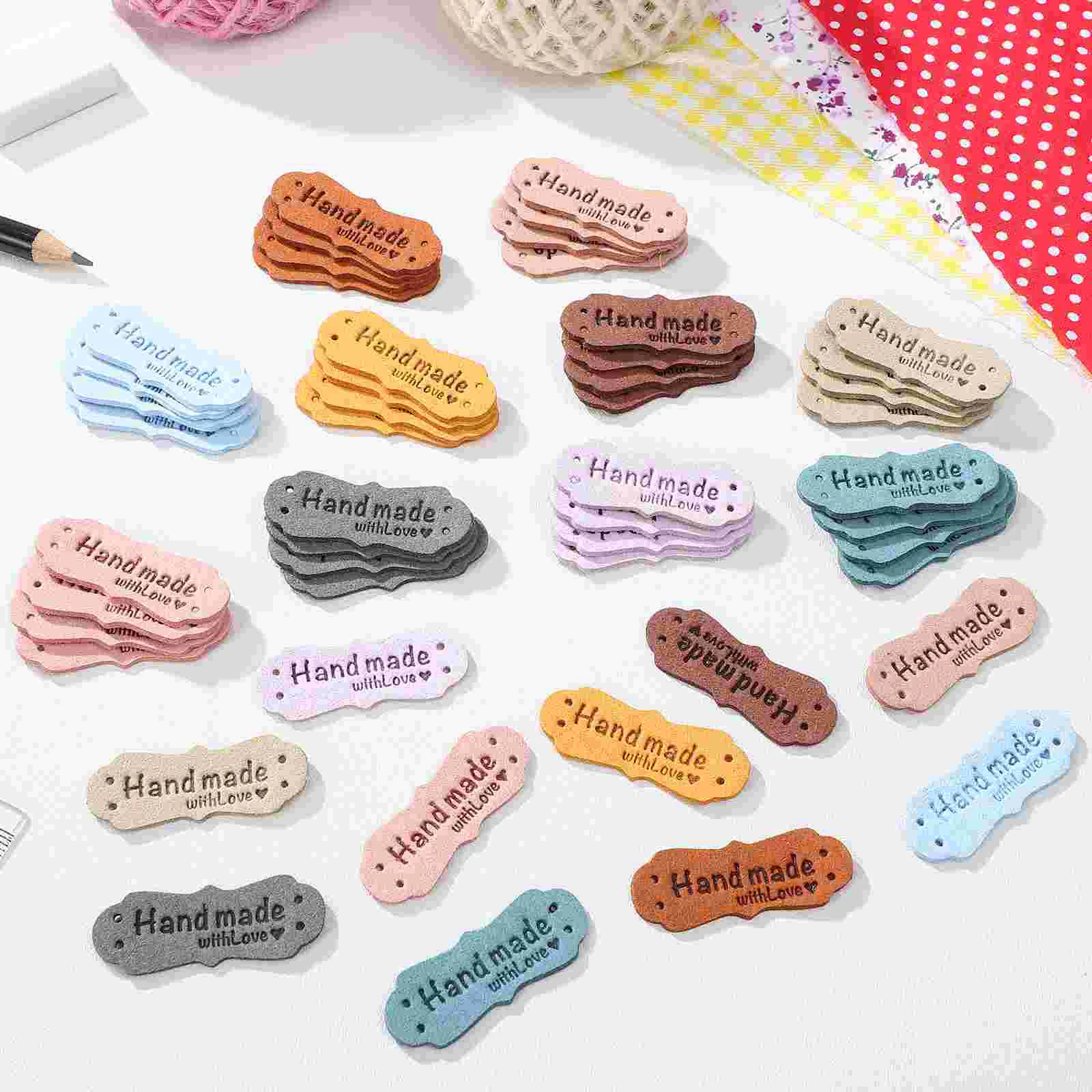 100 шт. этикетки DIY поделки сумка из искусственной кожи бирки цветные наклейки