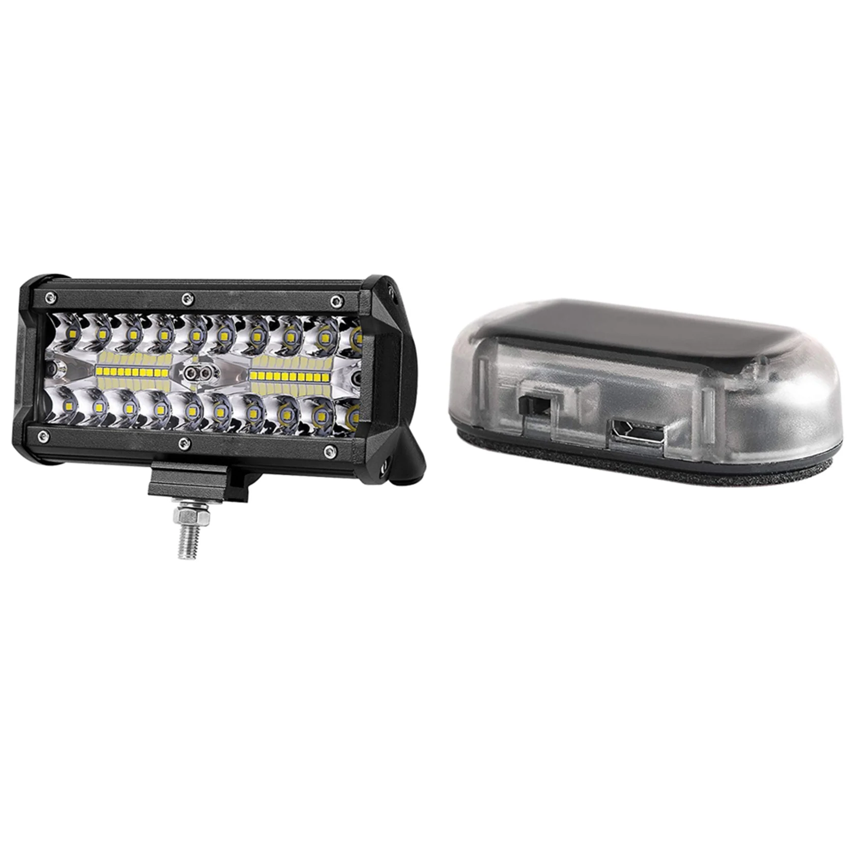 

7-дюймовый 120 Вт комбинированный светодиодный фонарь, точечный прожектор и автомобильный фонарь с питанием от солнечной энергии, искусственная сигнализация, фонарь с защитой от кражи