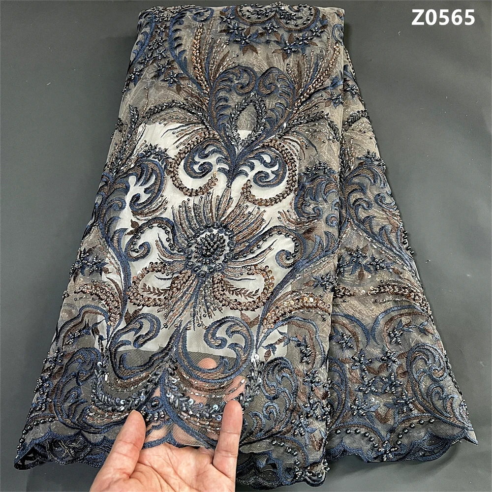 

2023 высококачественное стандартное французское платье из гипюра для свадебной вечеринки, с бусинами, 5 ярдов