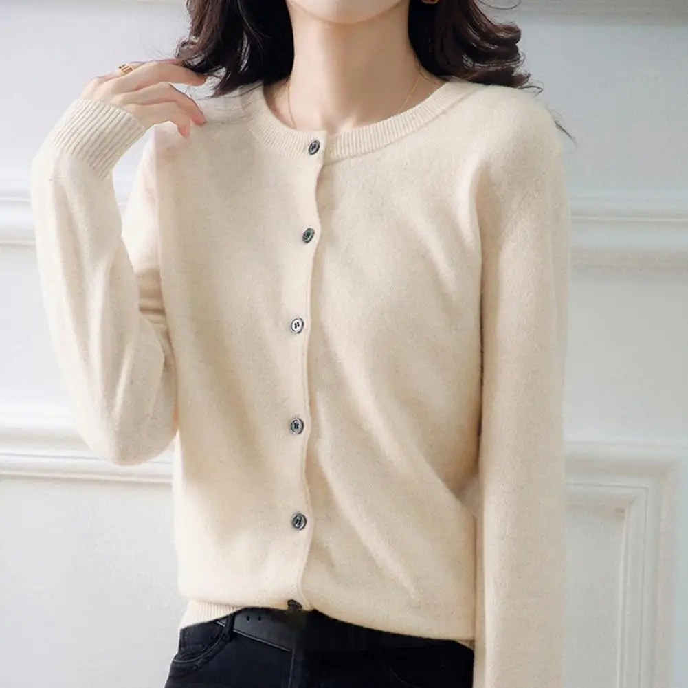 

Trendy Knitted Jacket Soft Knitted Coat Long Sleeves Fall Winter Women Solid Knitted Cardigan Sweater Cold Resistant
