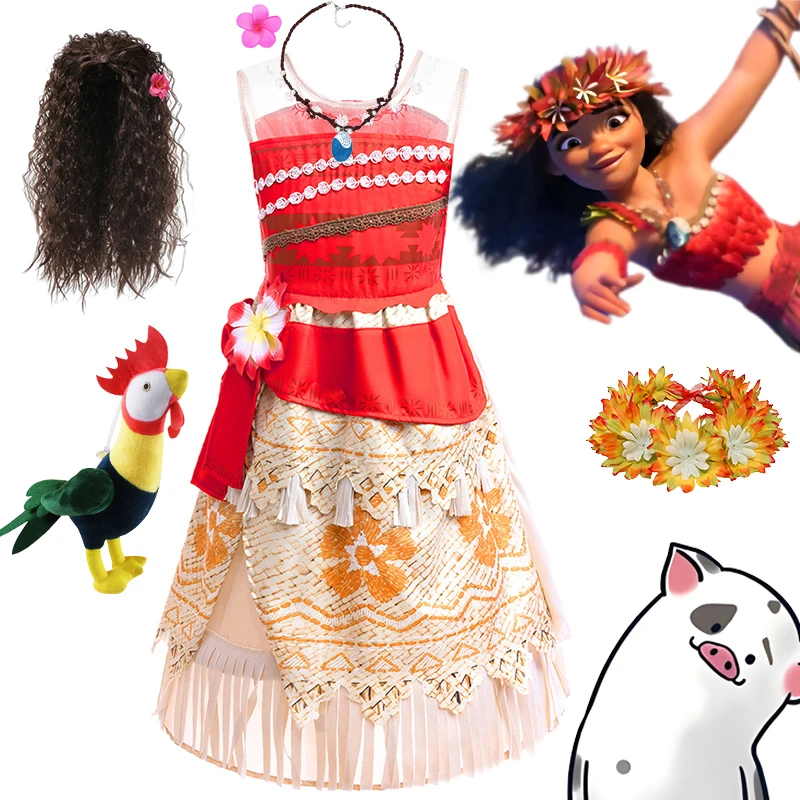Повседневная нарядная одежда принцессы Vaiana Disney для девочек платья косплея Moana 2