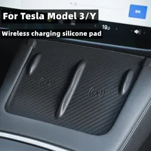 For Tesla Model 3 Model Y Car Central Control Wireless Charging Pad Mobile Phone Non-Slip Silicone Mat Model Y 2023 Accessories