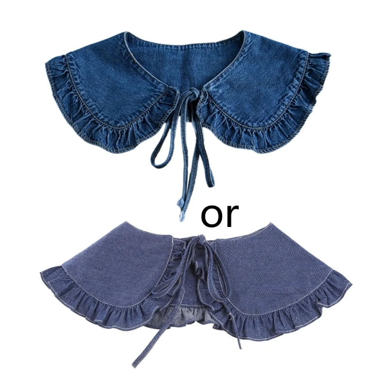 

for Doll False Collar Shawl Scarf Solid Color Ruffle Shoulder Wrap Detachable Half Shirt Poncho Cape for Women Gi