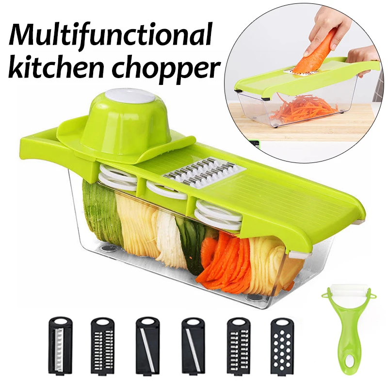 

Vegetable Cutter Grater for Vegetables Slicers Shredders Multi Slicer Peeler Carrot Garlic 6 in 1 Gadgets Vegetable Cutting Tool