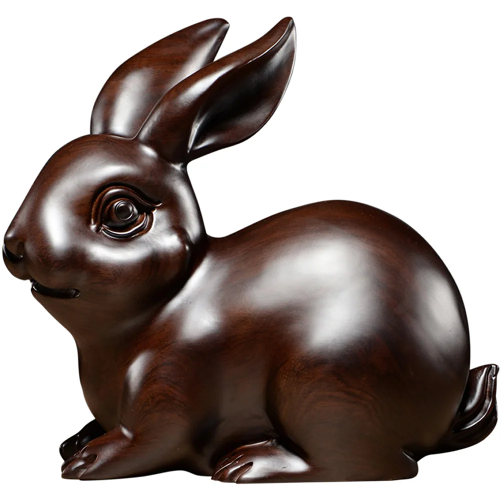 

Lifelike Wear-resistant Exquisite Adorable Wood Craft Rabbit Rabbit Decor Desktop Bunny Decor for Festival Gift