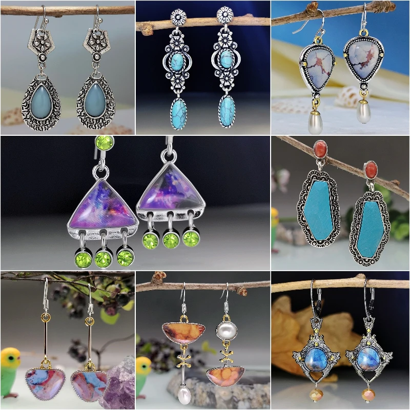 

Vintage Resin Pendants Drop Earrings for Women 2022 Creative Hanging Retro Ethnic Boho Dangle Indian Jewelry Wholesale