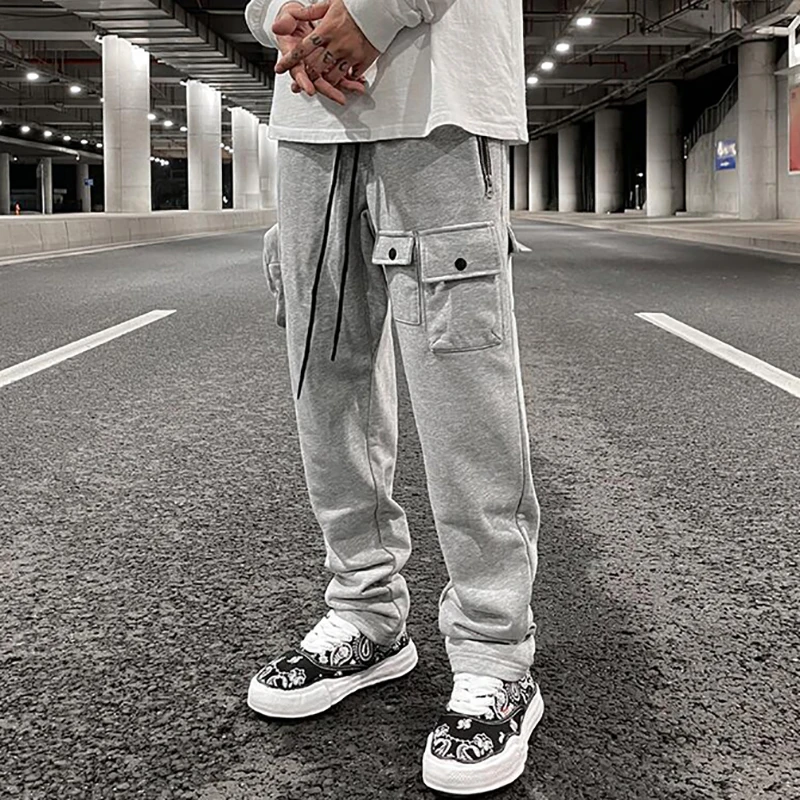 

Harajuku Streetwear Harem Sweat Pants Soild Color Cargo Joggers Sweatpants Hip Hop Pockets Women Baggy Sweatpant for Men