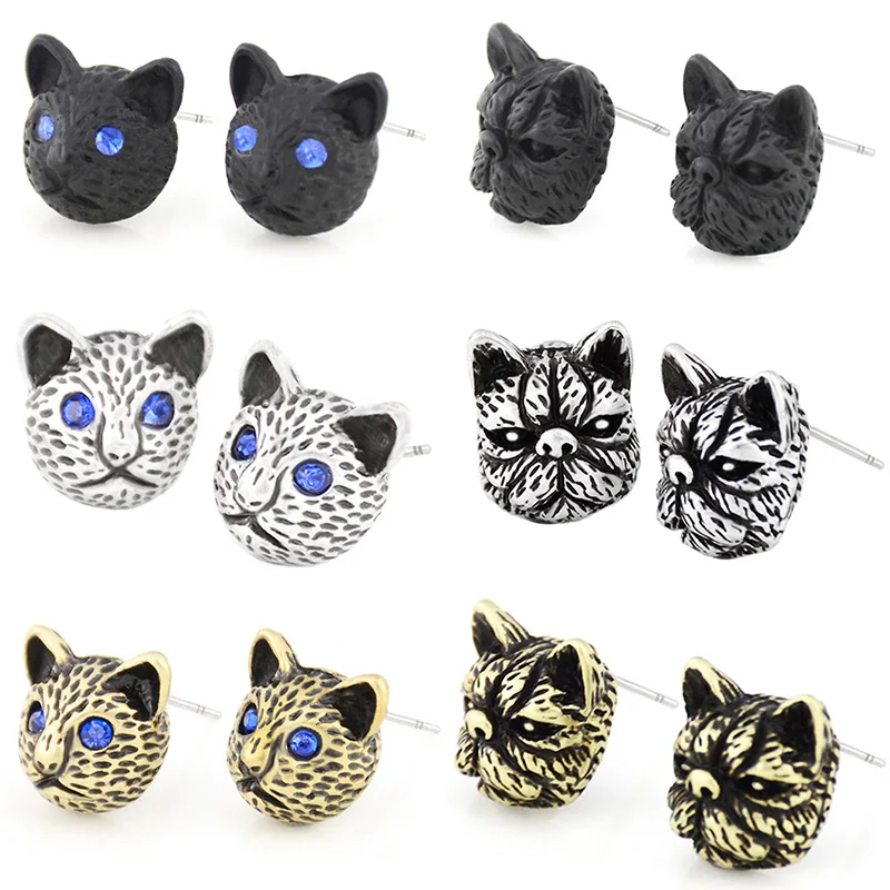 Винтажные серьги-гвоздики в стиле бохо серебряного цвета с милым